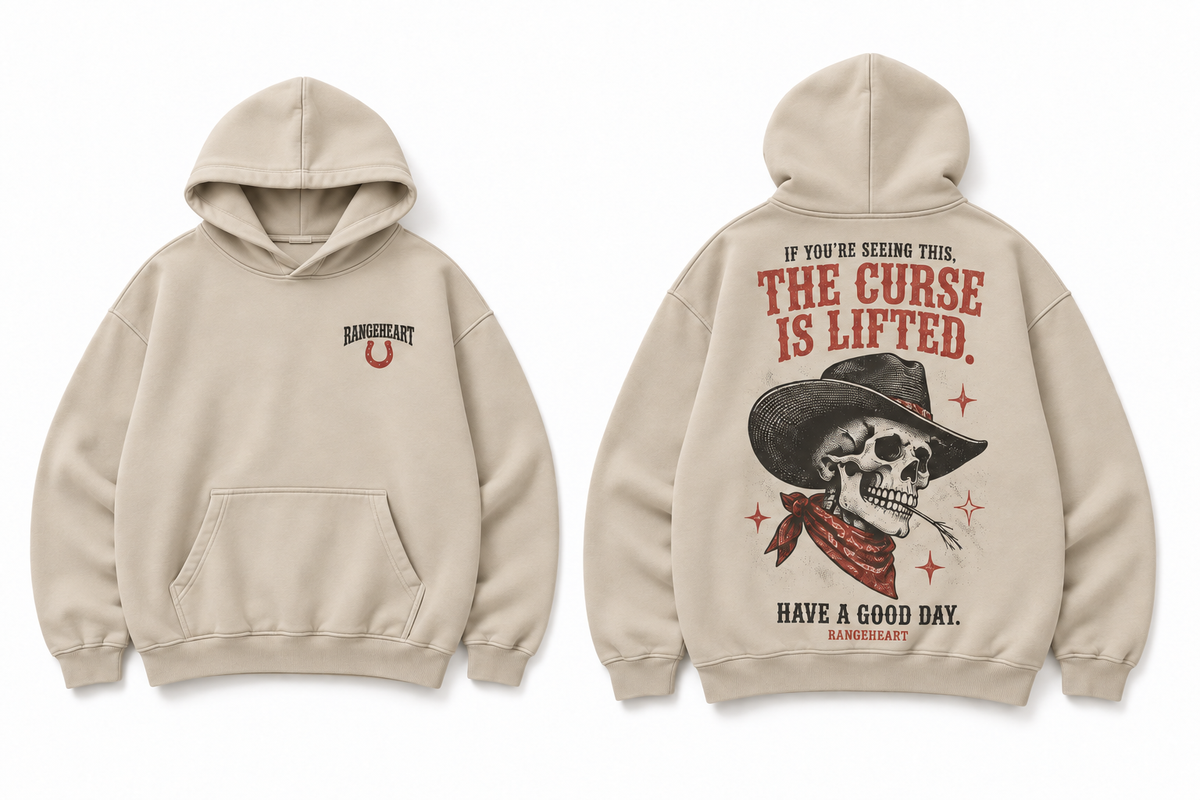RANGEHEART Curse Lifted Boxy Hoodie — approved front and back design