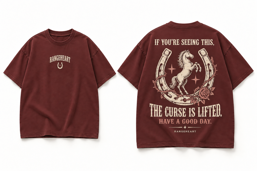 RANGEHEART Good Omen Boxy Tee — approved front and back design