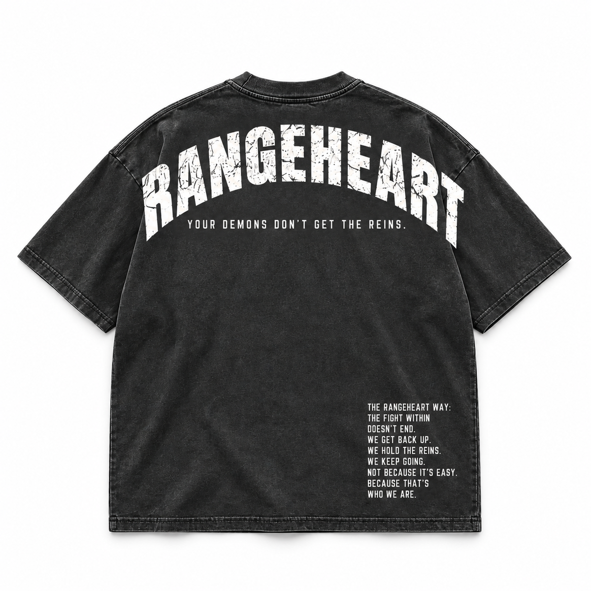 RANGEHEART hold the reins black — back view on white background