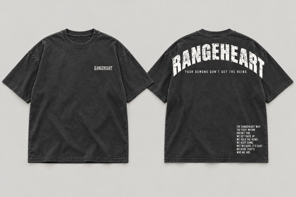 Front and back views of the washed-black Hold the Reins Boxy Tee