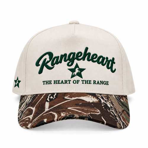 RANGEHEART Cream / woodland brim cap — front view