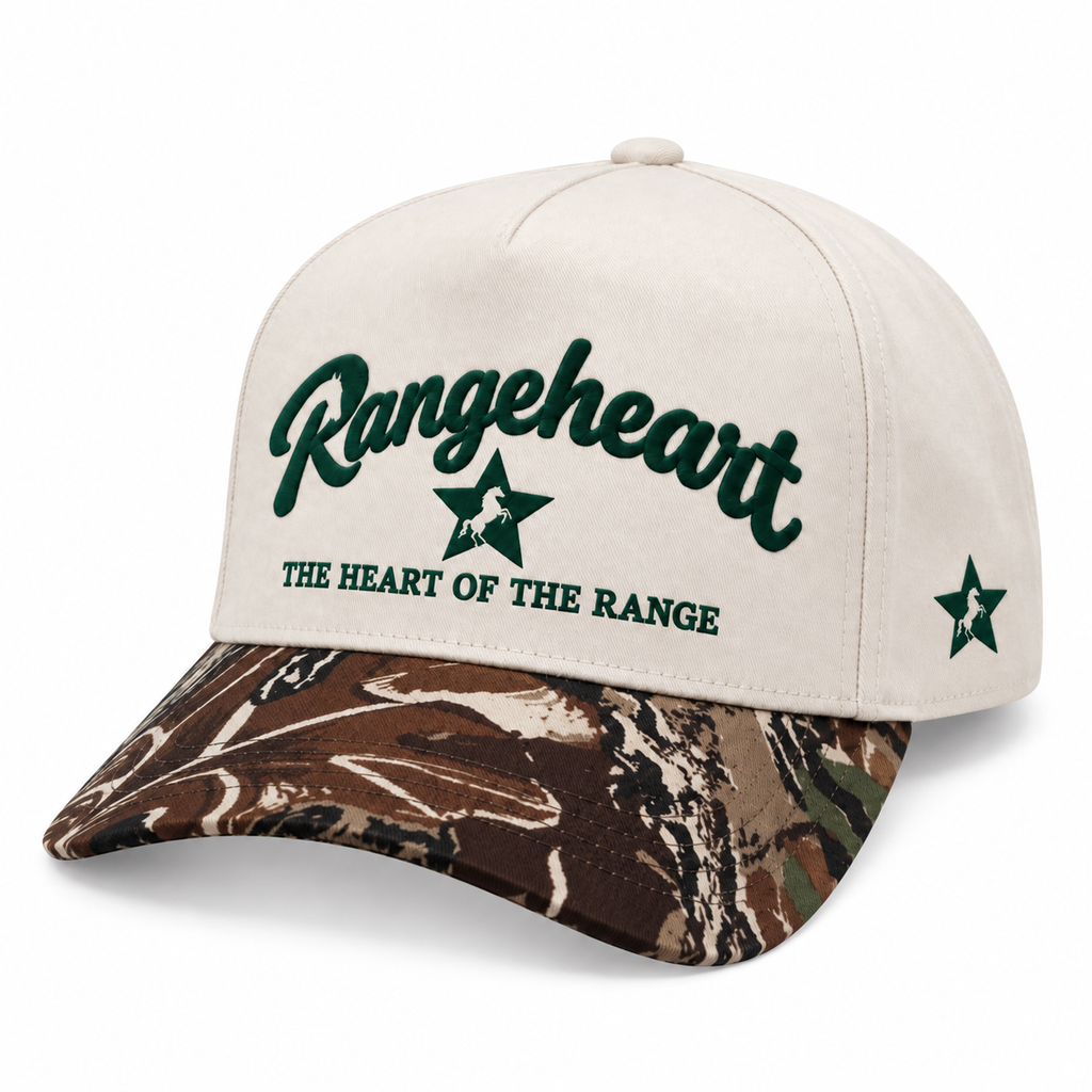 RANGEHEART Cream / Woodland cap — three-quarter view