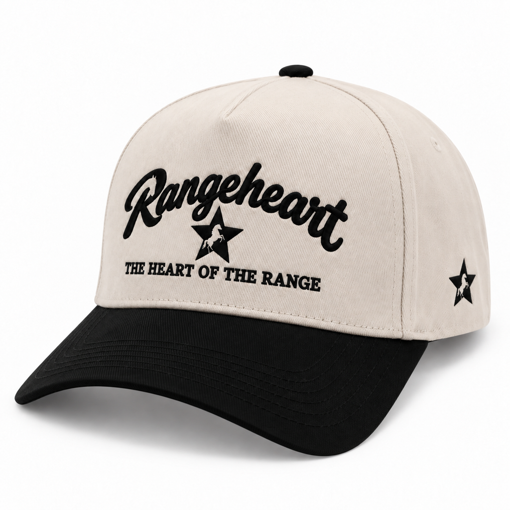 RANGEHEART Cream / Black cap — three-quarter view
