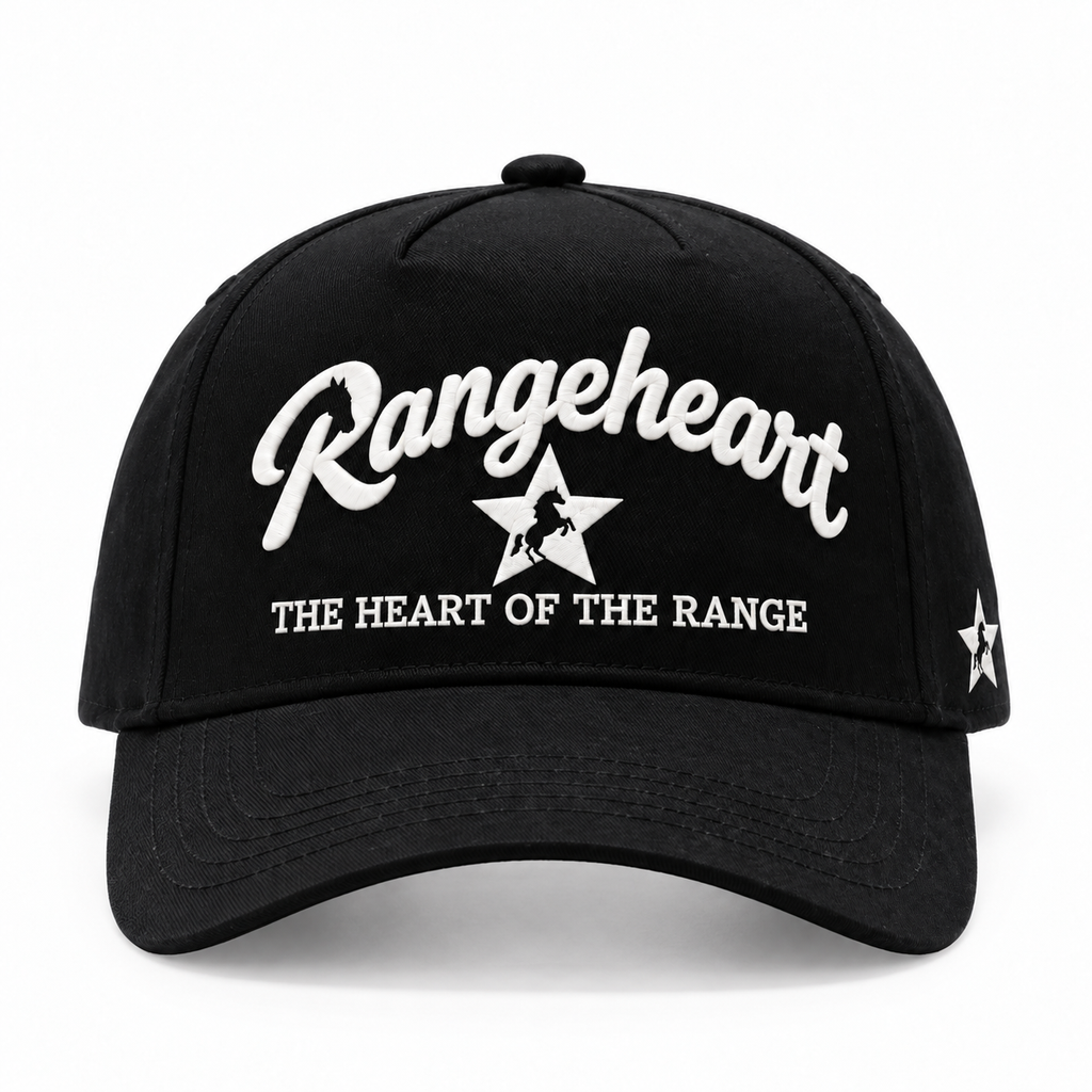 RANGEHEART All Black cap — front view