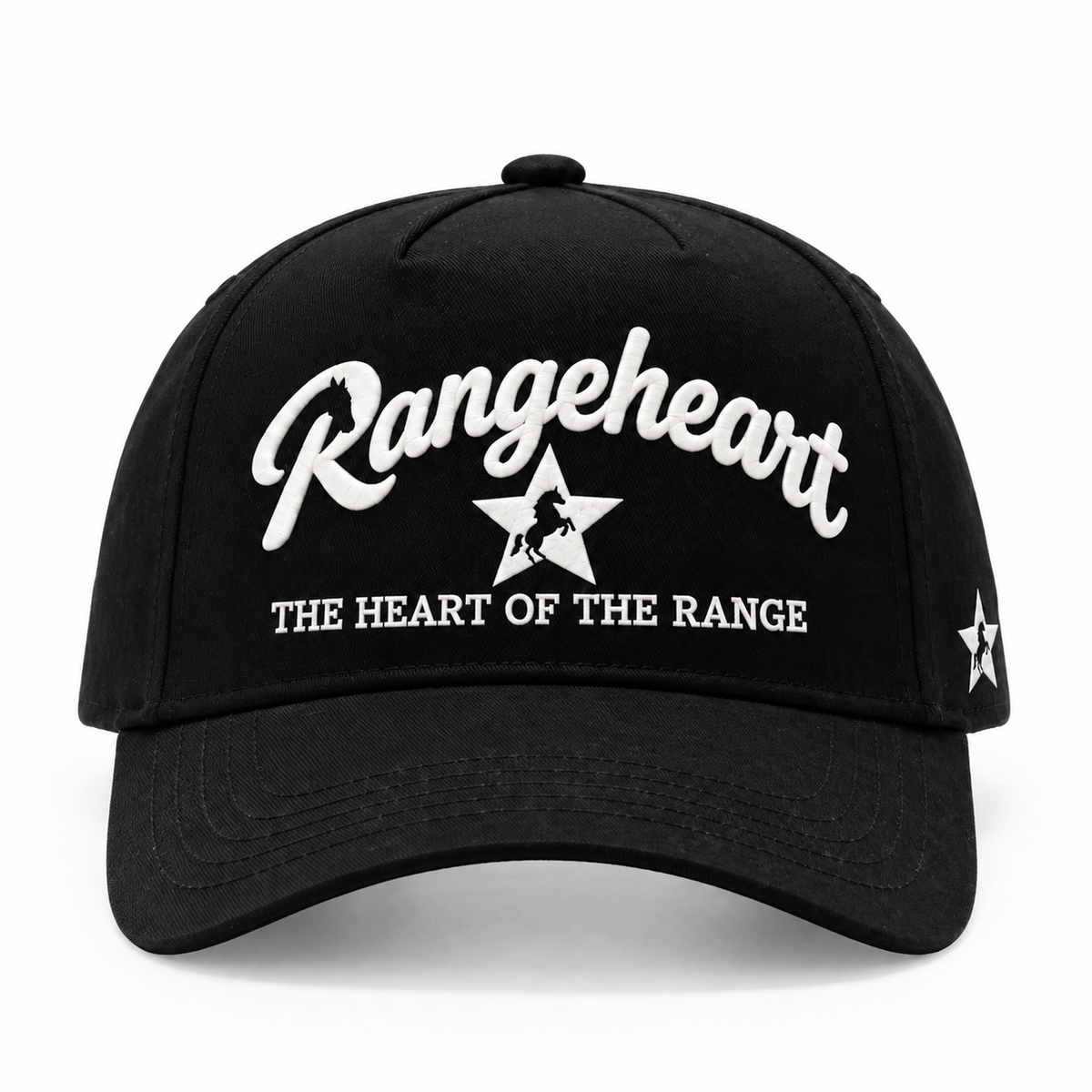 RANGEHEART All Black cap — front view