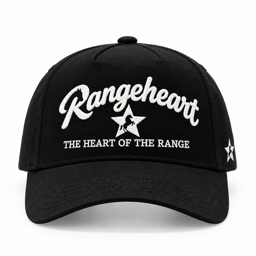 RANGEHEART All Black cap — front view