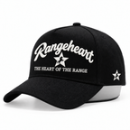RANGEHEART All black cap — three-quarter view