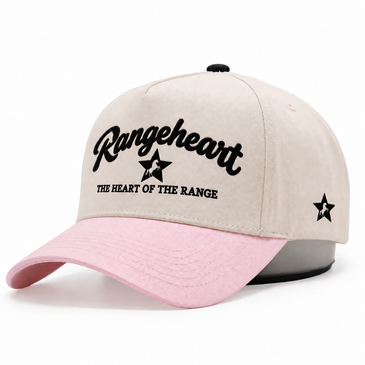 RANGEHEART Cream / pink cap — three-quarter view