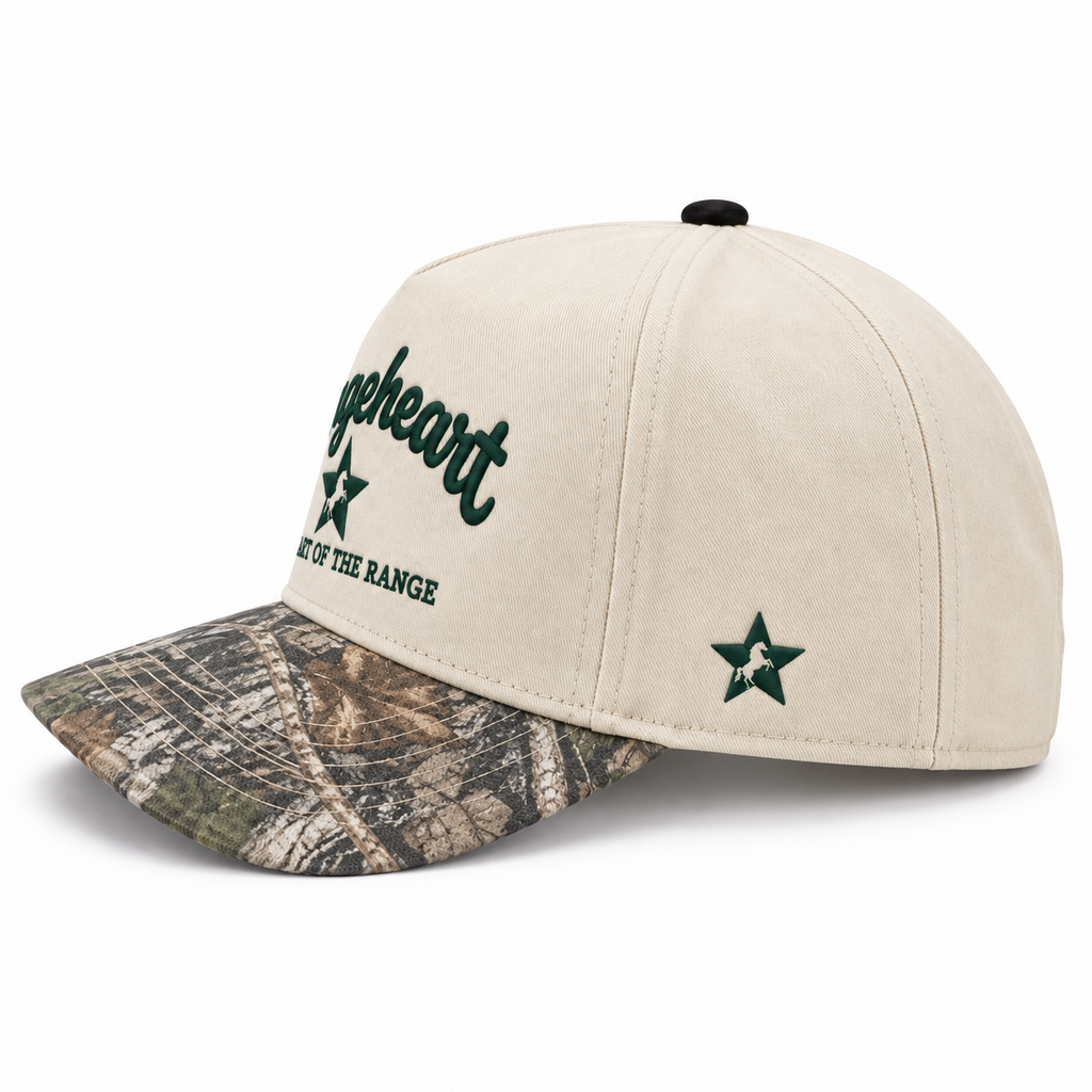 RANGEHEART Cream / gray camo cap — side view