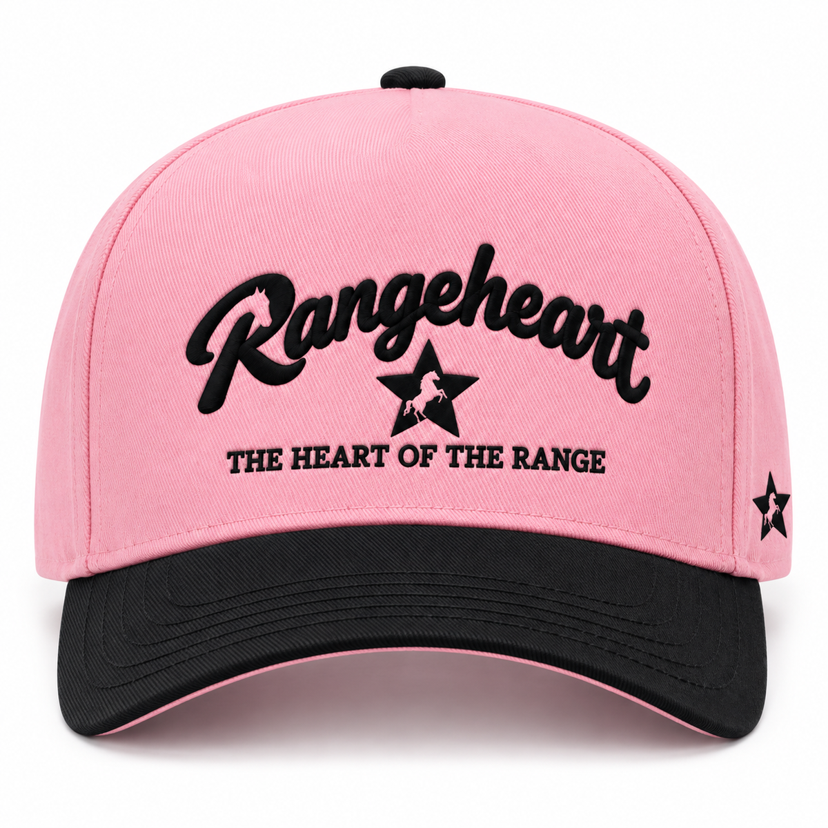 RANGEHEART Pink / black cap — front view