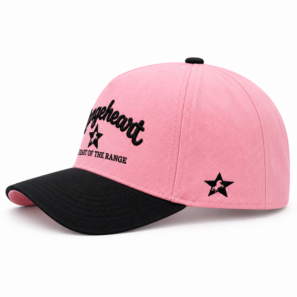 RANGEHEART Pink / black cap — side view