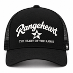 RANGEHEART Black mesh trucker cap — front view