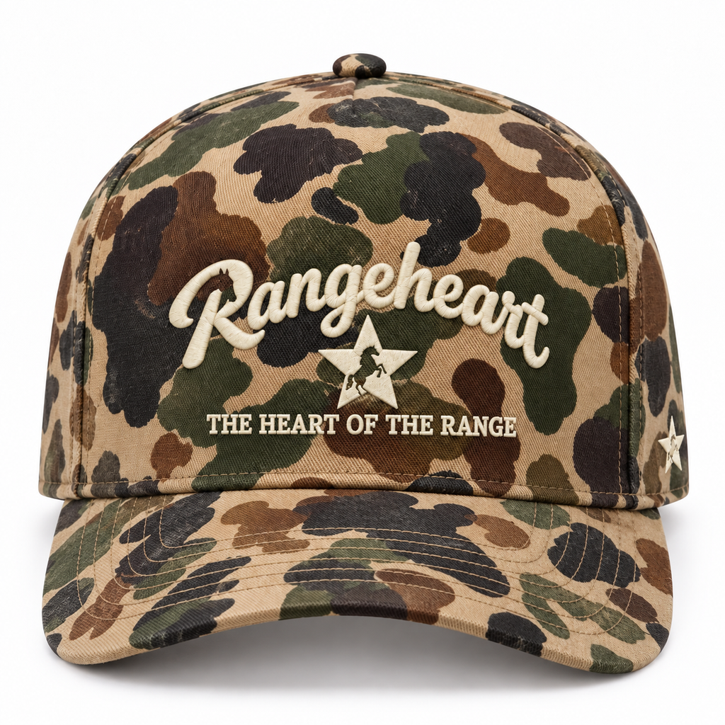 RANGEHEART Duck camo cap — front view