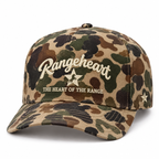 RANGEHEART Duck camo cap — three-quarter view