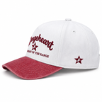 RANGEHEART White / washed red cap — side view