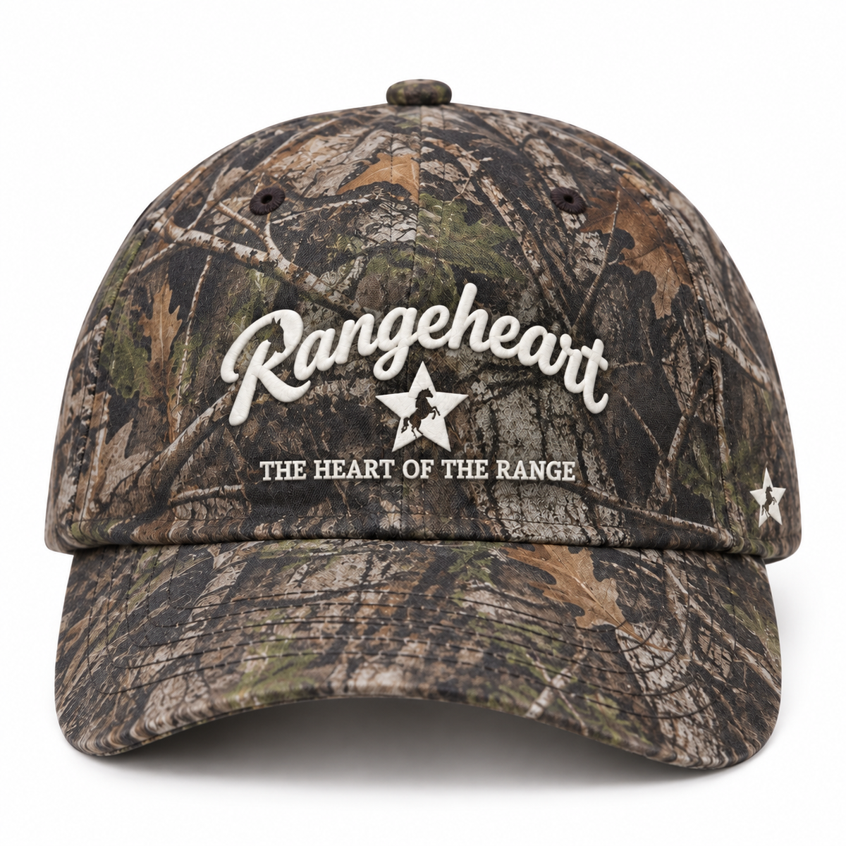 RANGEHEART Woodland runner cap — front view