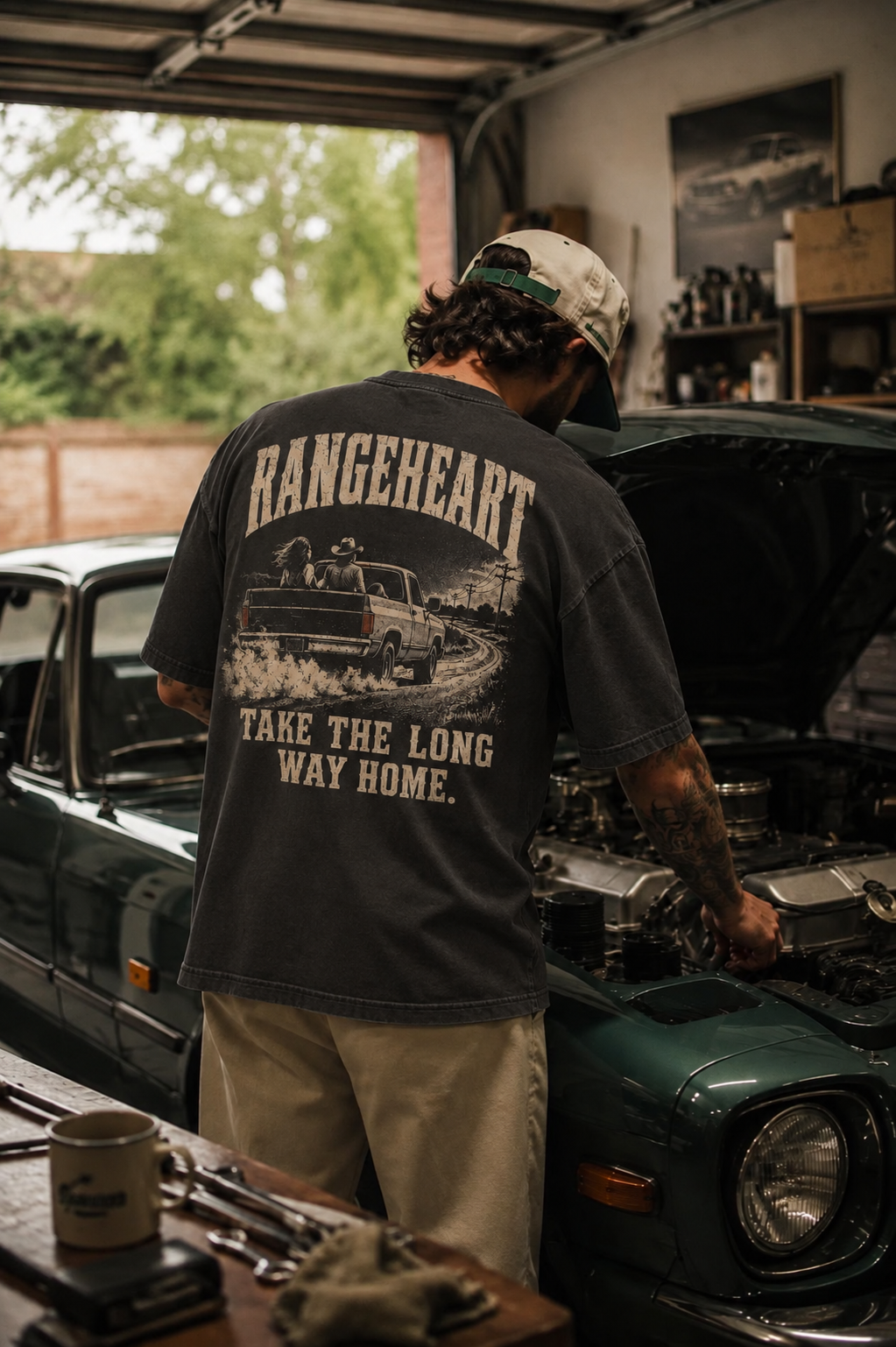 RANGEHEART The Long Way Home Boxy Tee worn in its candid lifestyle scene