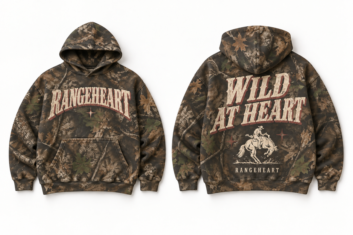 RANGEHEART Wild at Heart Boxy Hoodie — approved front and back design