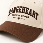 Western Goods Cap in Cream / tobacco — brim detail