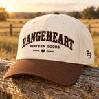Western Goods Cap in Cream / tobacco — in golden sunlight