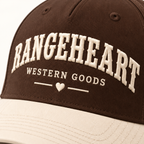 Western Goods Cap in Espresso / cream — embroidery detail