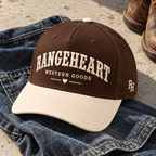 Western Goods Cap in Espresso / cream — styled with denim