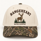 Backcountry Cap in Cream / woodland camo — front view
