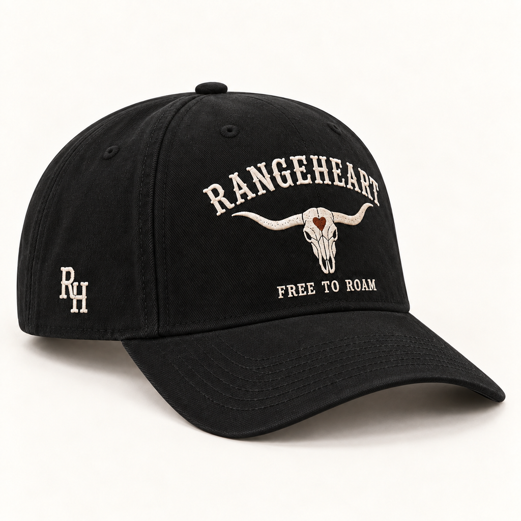 Free to Roam Cap in Black / cream — side angle