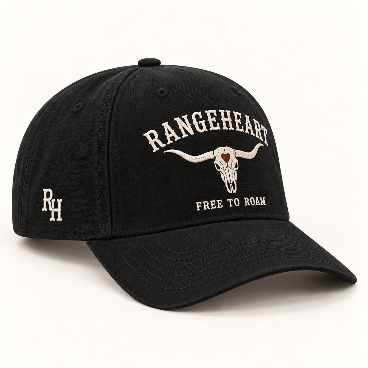 Free to Roam Cap in Black / cream — side angle