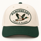 Field & Flight Cap in Cream / forest green — front view