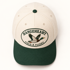 Field & Flight Cap in Cream / forest green — overhead view