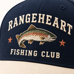 After Hours Fishing Cap in Navy / cream — embroidery detail