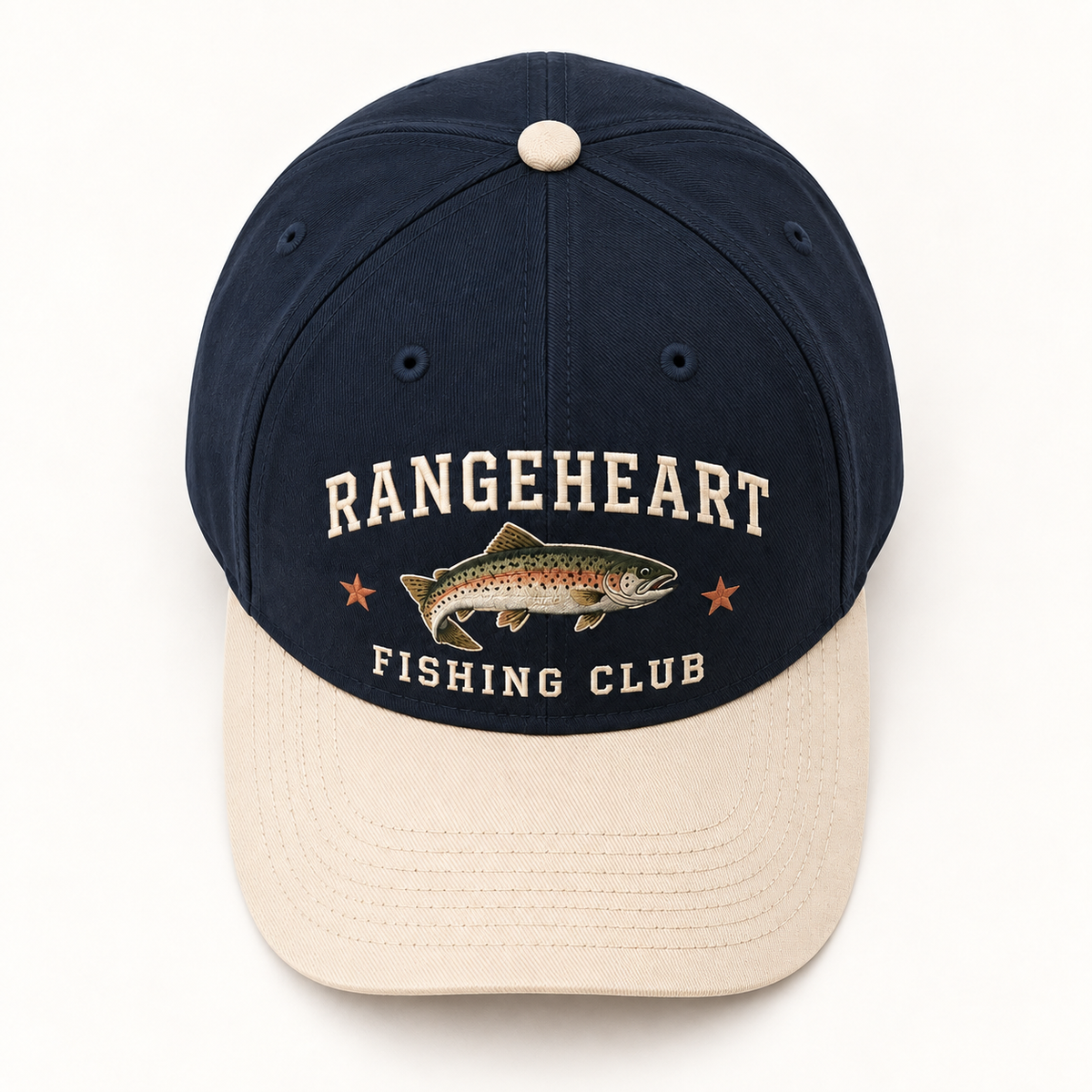 After Hours Fishing Cap in Navy / cream — overhead view