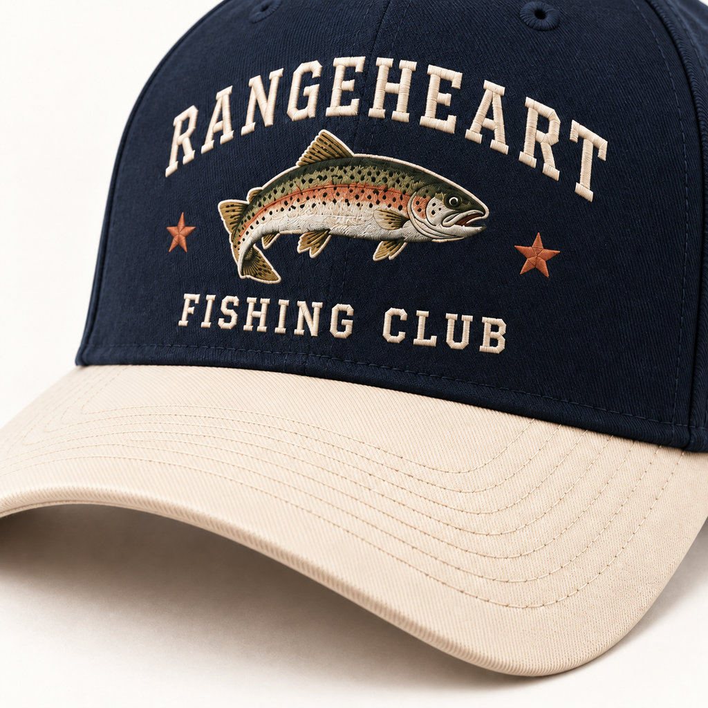 After Hours Fishing Cap in Navy / cream — brim detail