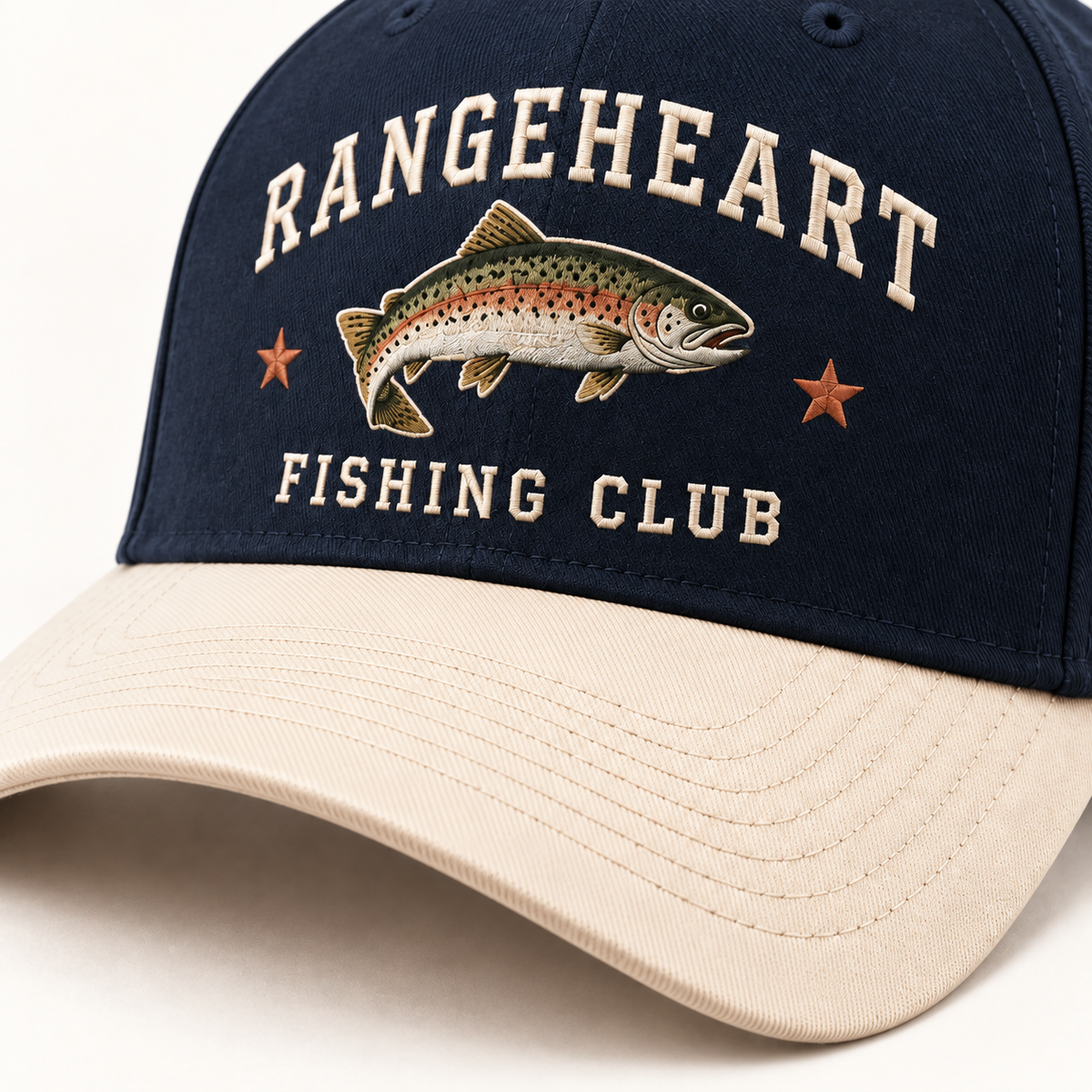 After Hours Fishing Cap in Navy / cream — brim detail