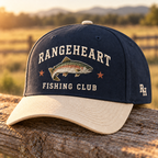 After Hours Fishing Cap in Navy / cream — in golden sunlight
