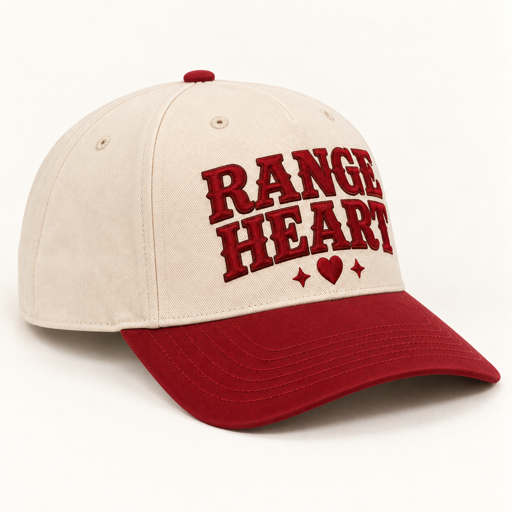 Rangeheart Red Cap in Red / cream — side angle