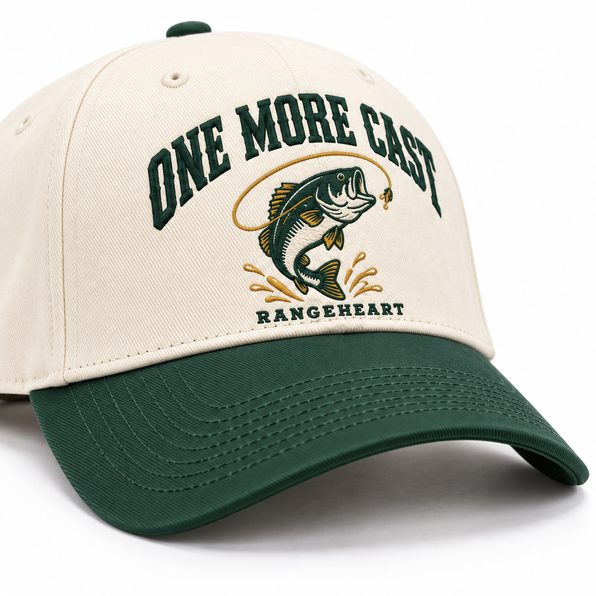 One More Cast Cap — brim and crown detail