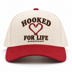 Hooked for Life baseball cap in Cream / red — front view
