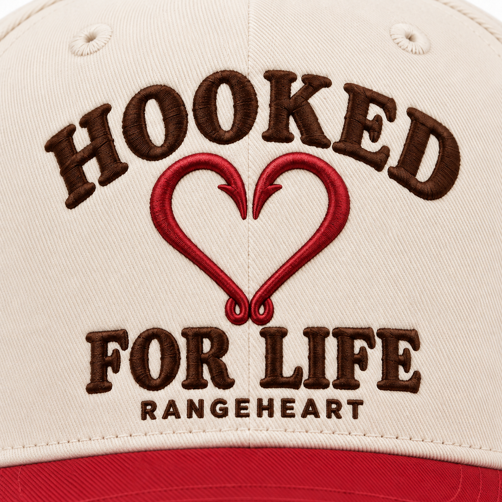 Hooked for Life Cap — embroidery detail
