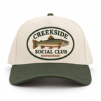 Creekside Social Club baseball cap in Bone / moss green — front view
