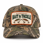 Bait & Tackle baseball cap in Woodland camo / orange — front view