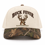Buck Fever baseball cap in Cream / woodland camo — front view