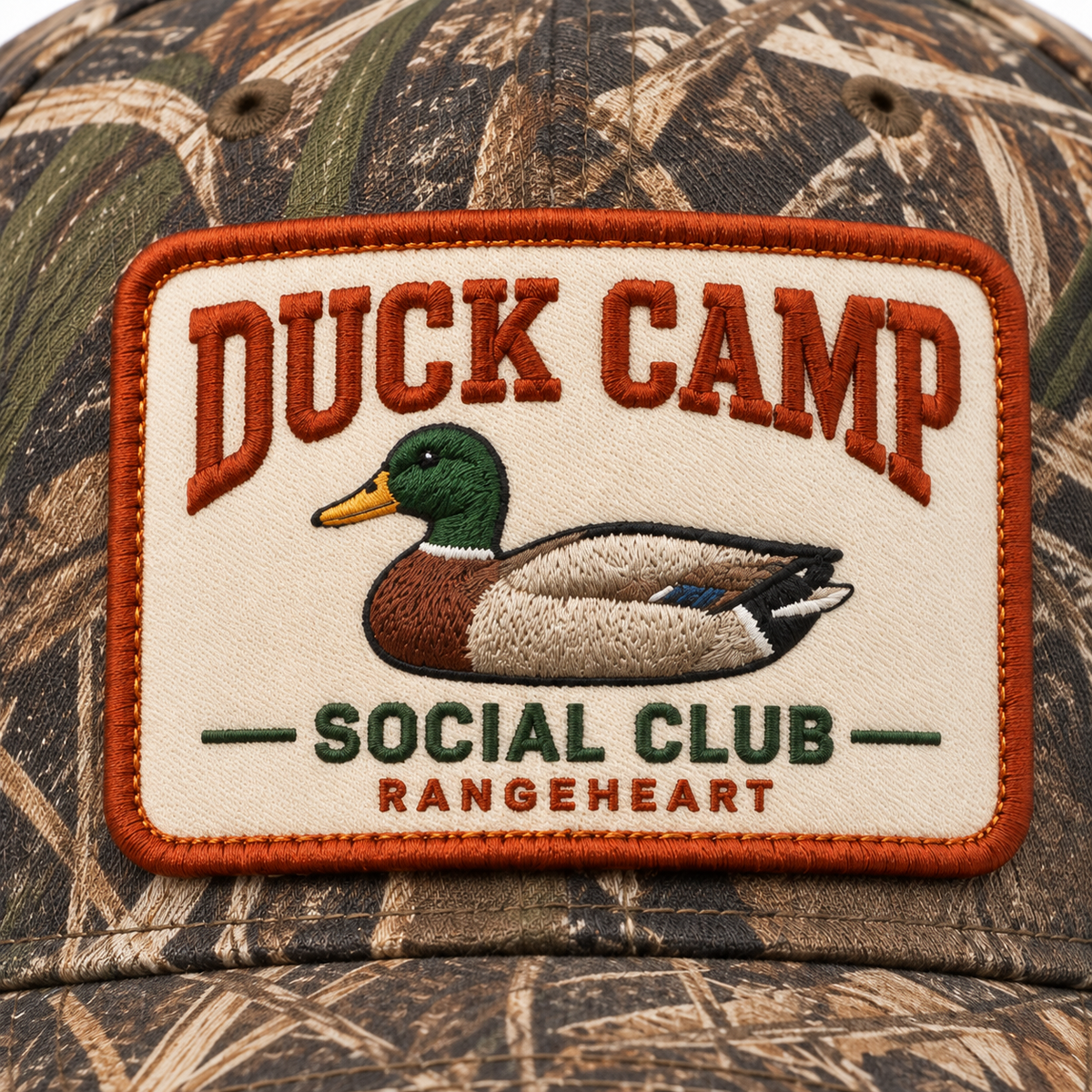 Duck Camp Social Club Cap — embroidery detail