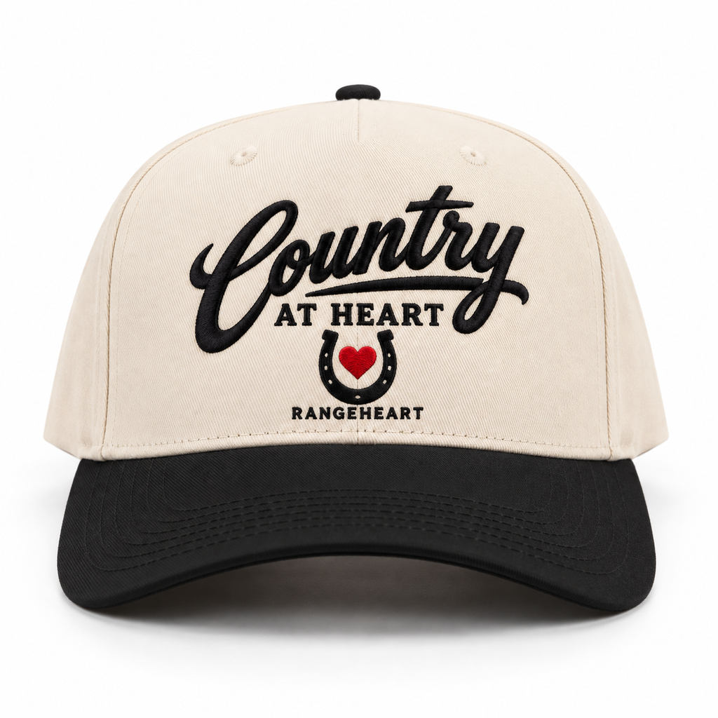 Country at Heart baseball cap in Cream / black — front view
