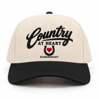 Country at Heart baseball cap in Cream / black — front view