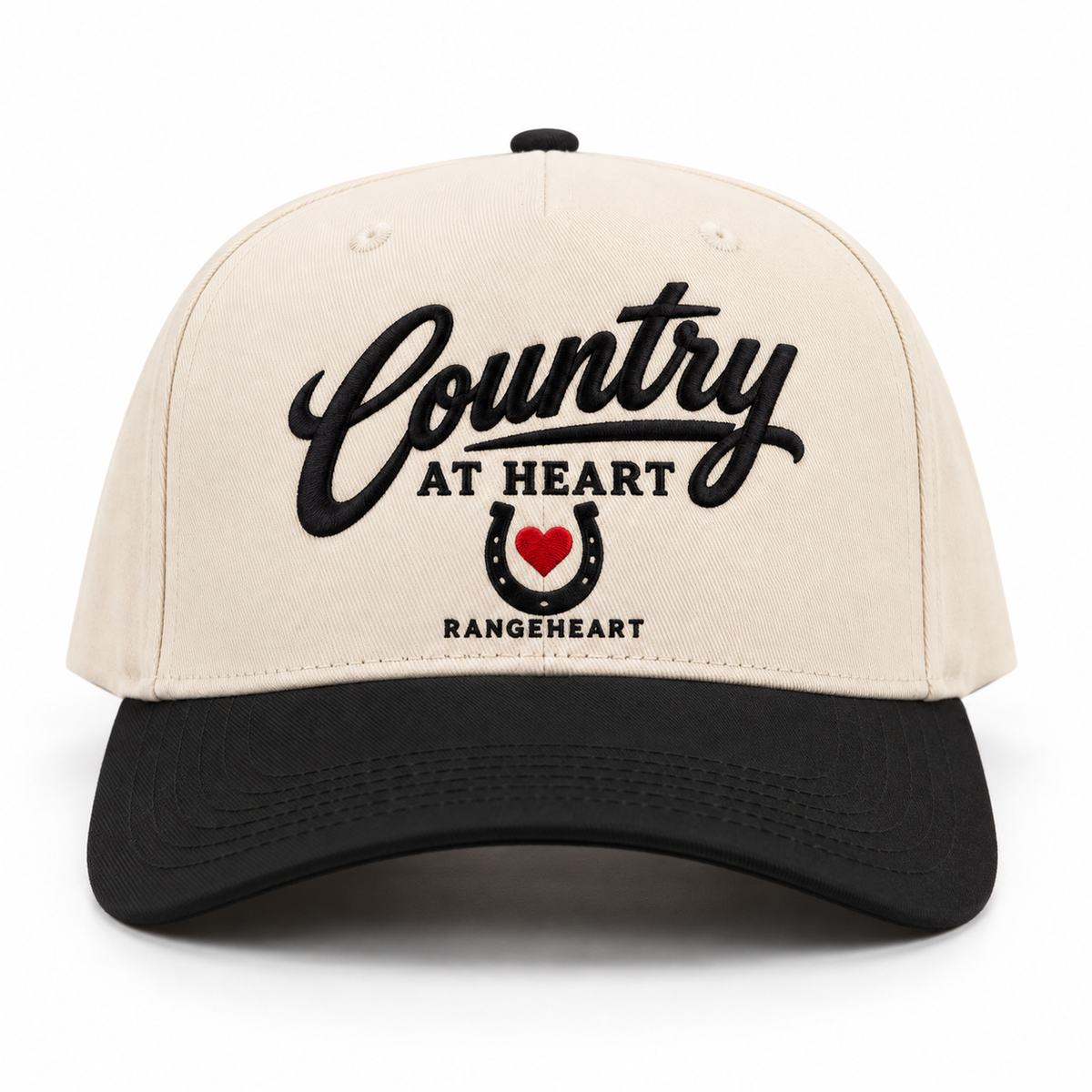 Country at Heart baseball cap in Cream / black — front view