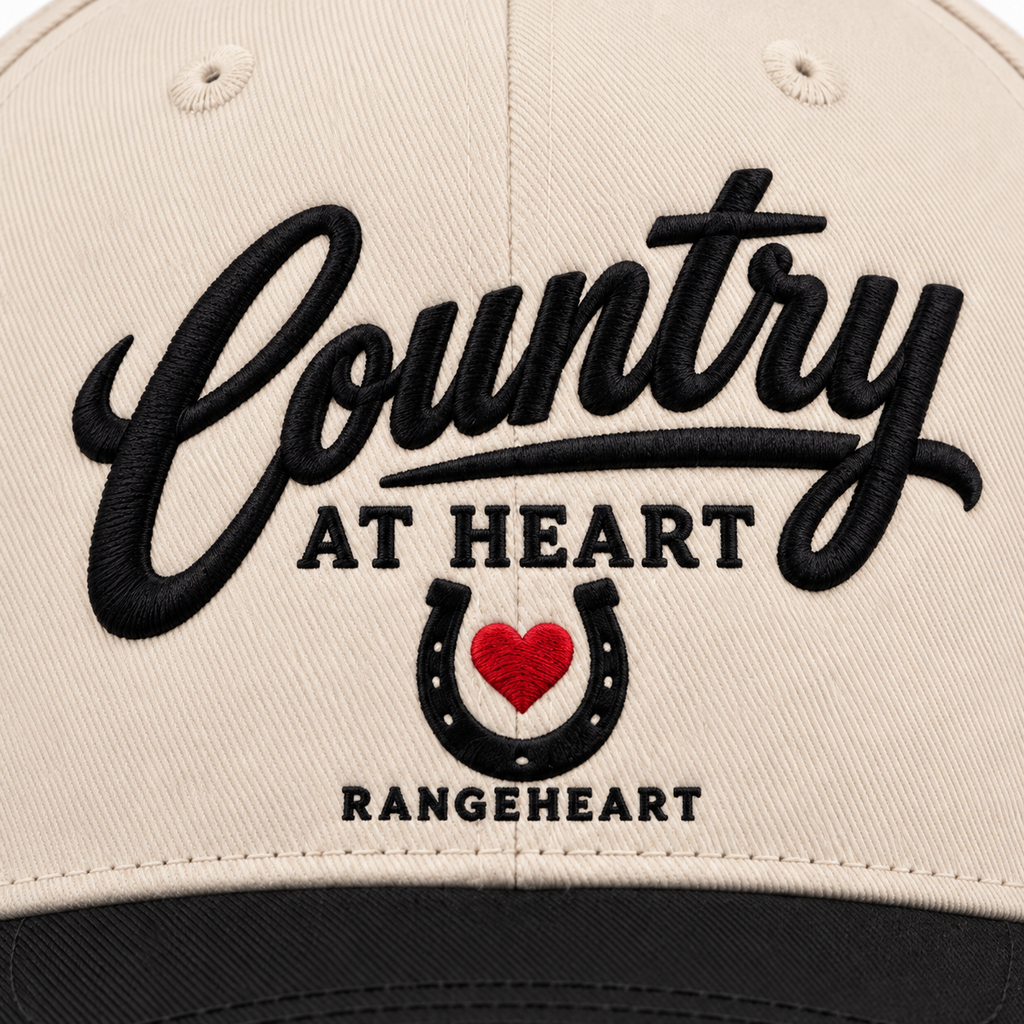 Country at Heart Cap — embroidery detail
