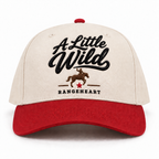 A Little Wild baseball cap in Cream / red — front view