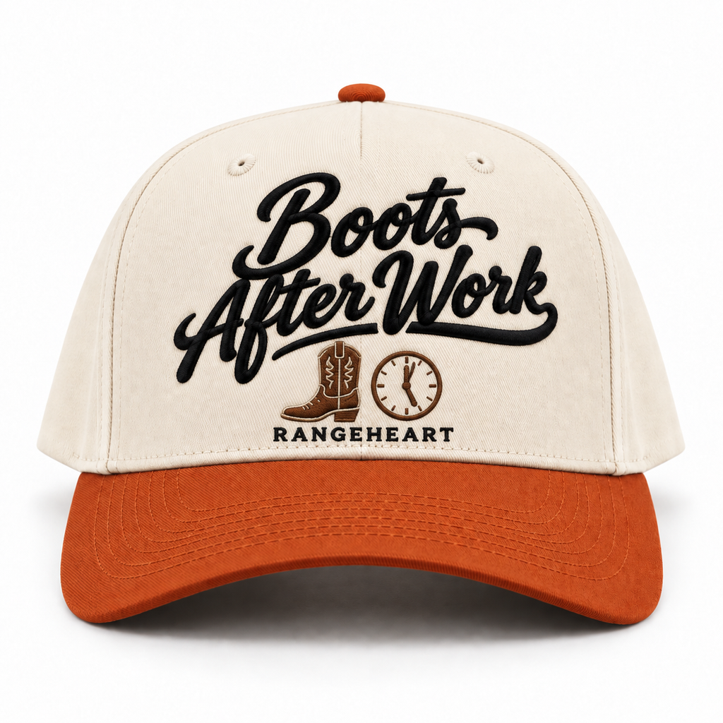 Boots After Work baseball cap in Cream / burnt orange — front view